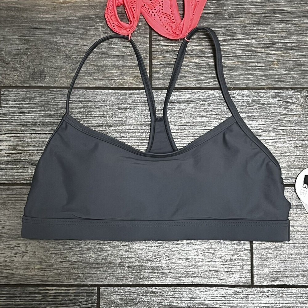 NWT GO by Gossip Sporty Splice Tankini Small Swimsuit Top Sports Bra Coral Gray - Picture 7 of 11